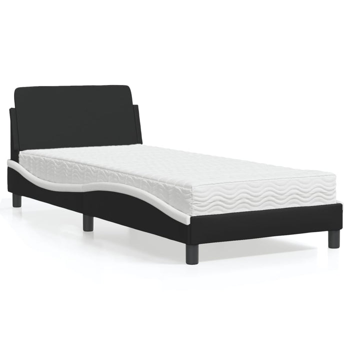 Letto con Materasso Dover Nero e Bianco 90x190 cm in Similpelle 3208322