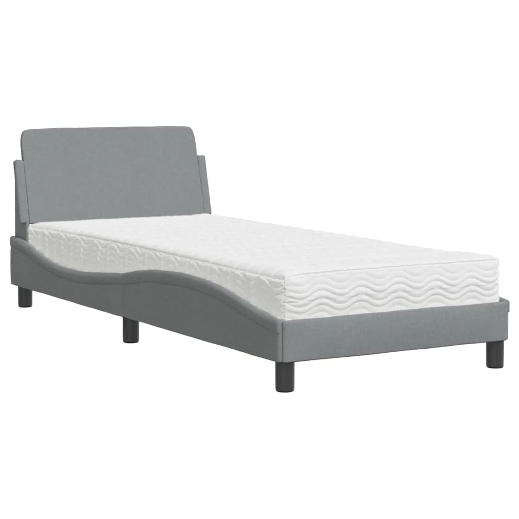 Letto con Materasso Dover Grigio Chiaro 90x200 cm in Tessuto 3208324