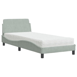 Letto con Materasso Dover Grigio Chiaro 90x200 cm in Velluto 3208331