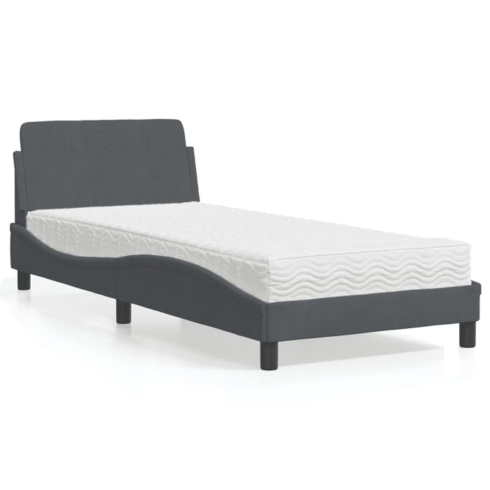 Letto con Materasso Dover Grigio Scuro 90x200 cm in Velluto 3208332