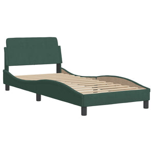 Letto con Materasso Dover Verde Scuro 90x200 cm in Velluto 3208334