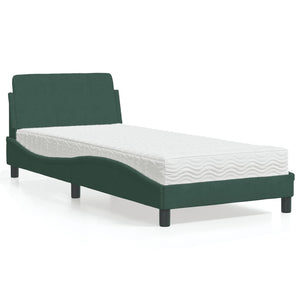 Letto con Materasso Dover Verde Scuro 90x200 cm in Velluto 3208334