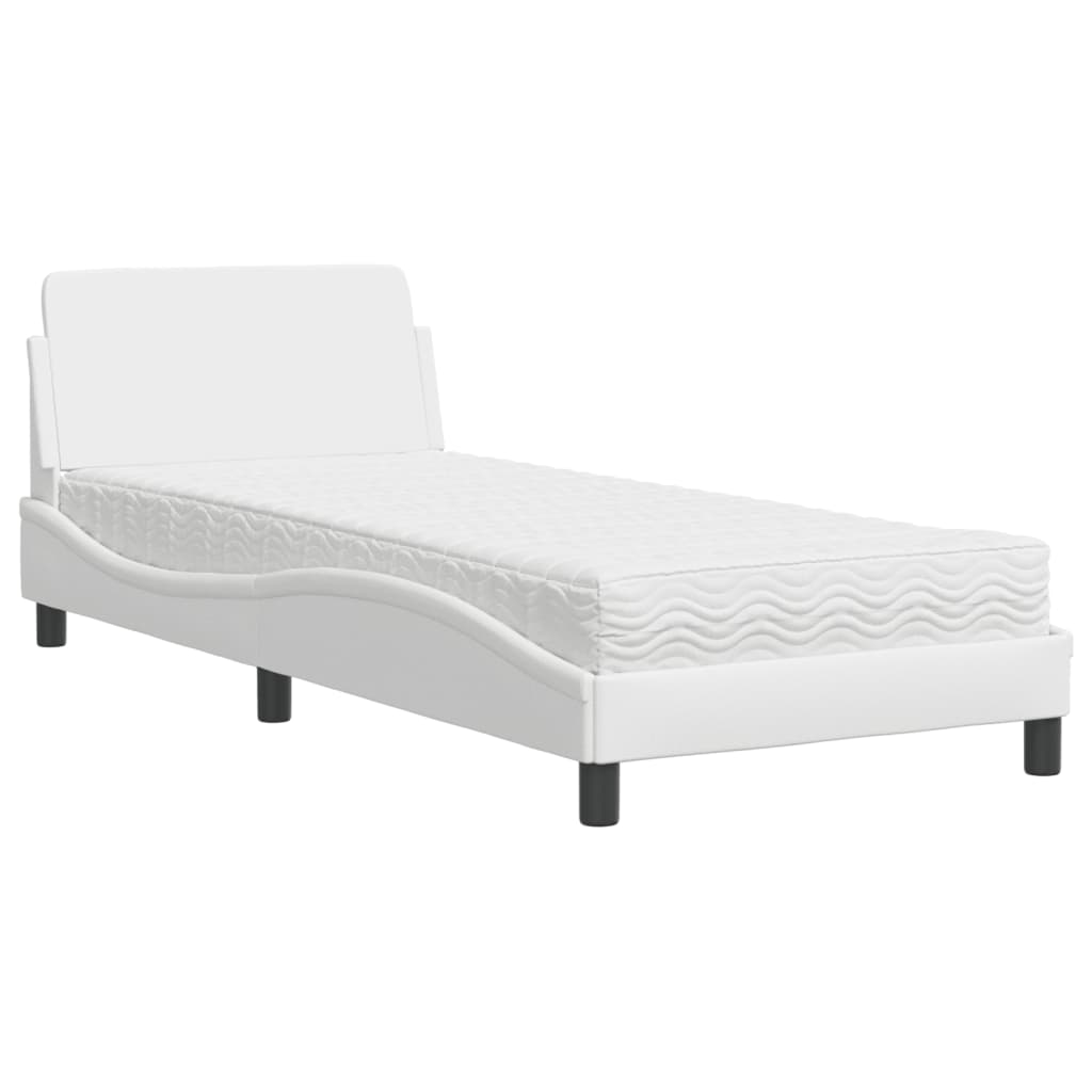 Letto con Materasso Dover Bianco 90x200 cm in Similpelle 3208338
