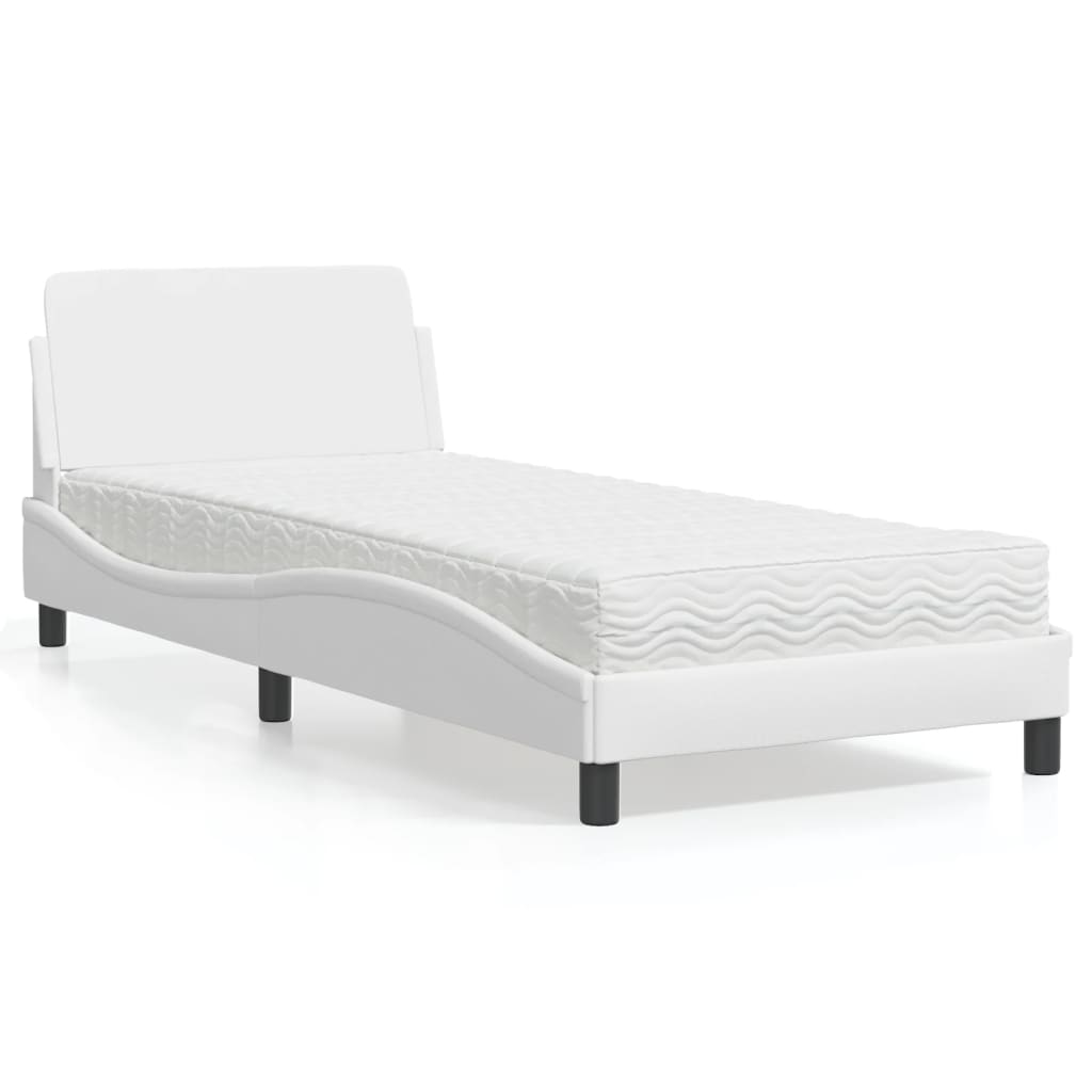Letto con Materasso Dover Bianco 90x200 cm in Similpelle 3208338