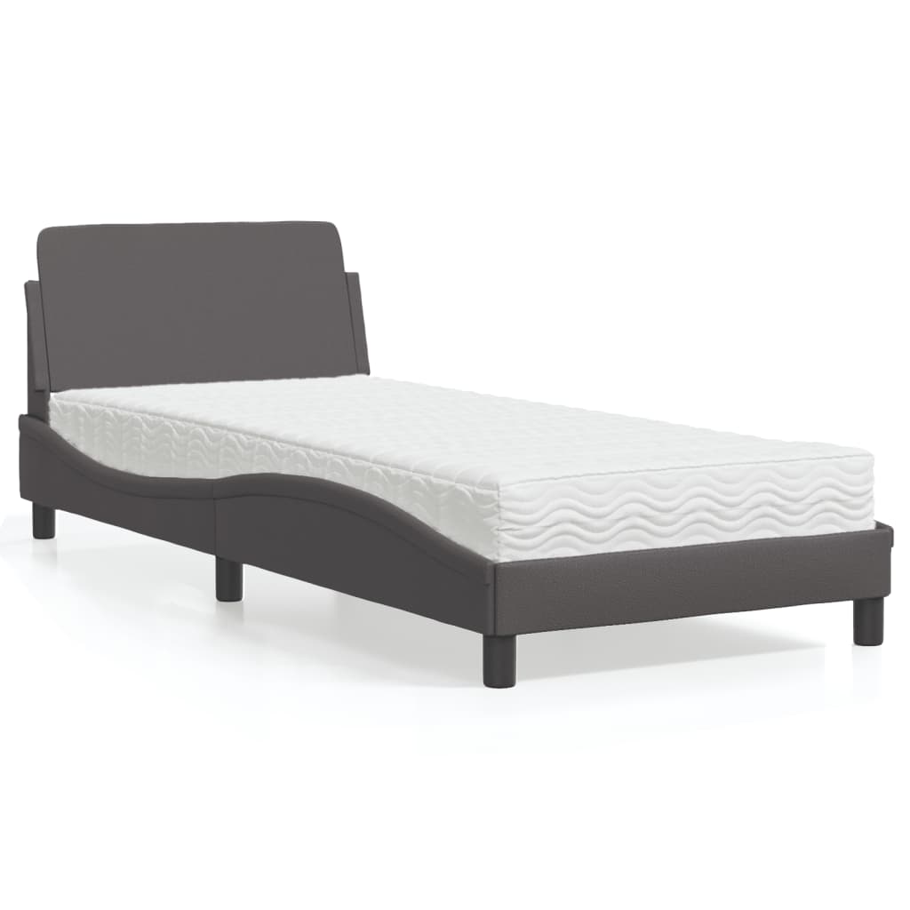 Letto con Materasso Dover Grgio 90x200 cm in Similpelle 3208340