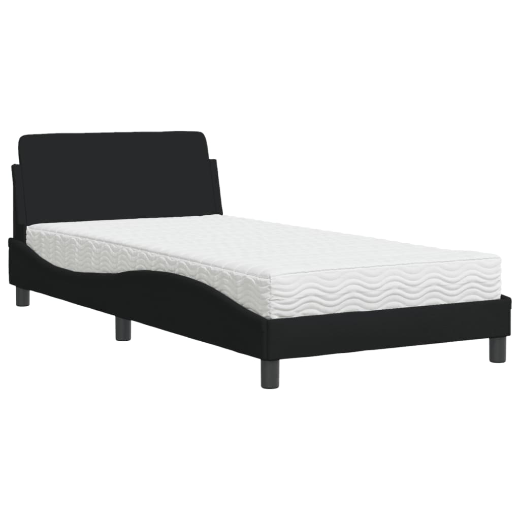 Letto con Materasso Dover Nero 100x200 cm in Tessuto 3208346