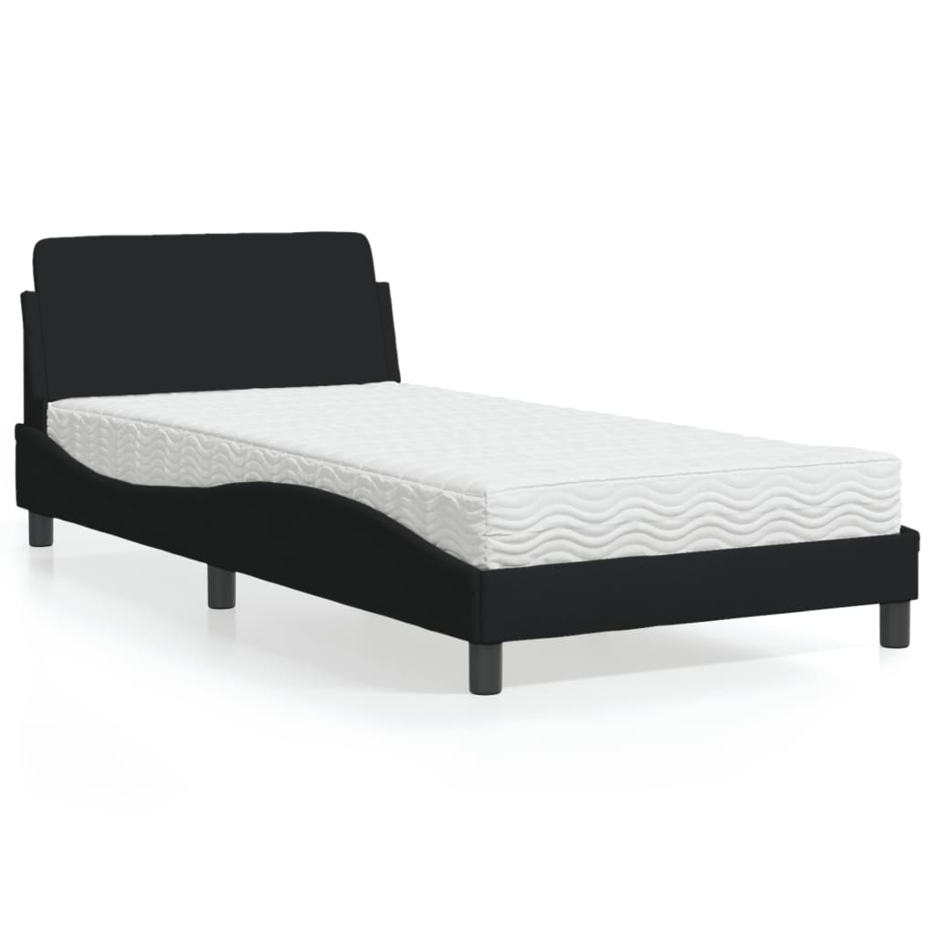 Letto con Materasso Dover Nero 100x200 cm in Tessuto 3208346