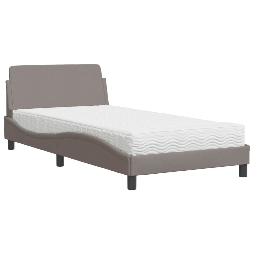 Letto con Materasso Dover Tortora 100x200 cm in Tessuto 3208348