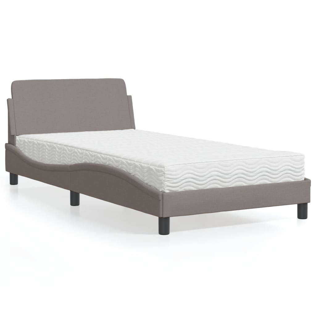 Letto con Materasso Dover Tortora 100x200 cm in Tessuto 3208348