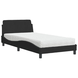 Letto con Materasso Dover Nero 100x200 cm in Velluto 3208353