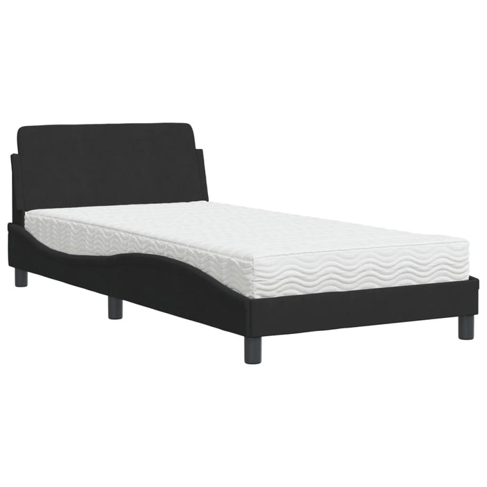 Letto con Materasso Dover Nero 100x200 cm in Velluto 3208353