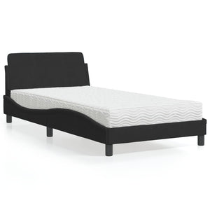 Letto con Materasso Dover Nero 100x200 cm in Velluto 3208353