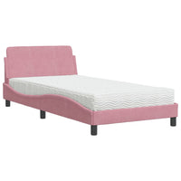 Letto con Materasso Dover Rosa 100x200 cm in Velluto 3208356