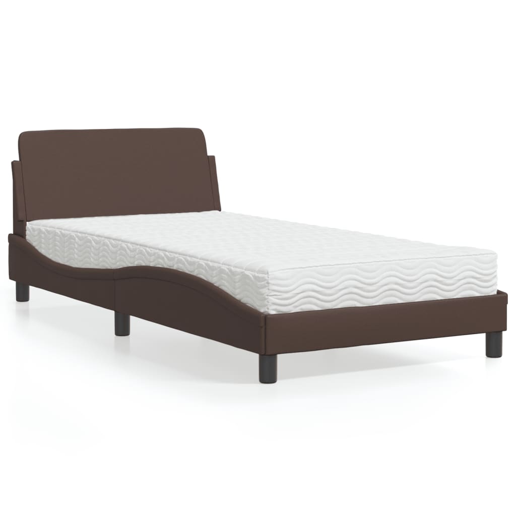 Letto con Materasso Dover Marrone 100x200cm in Similpelle 3208359