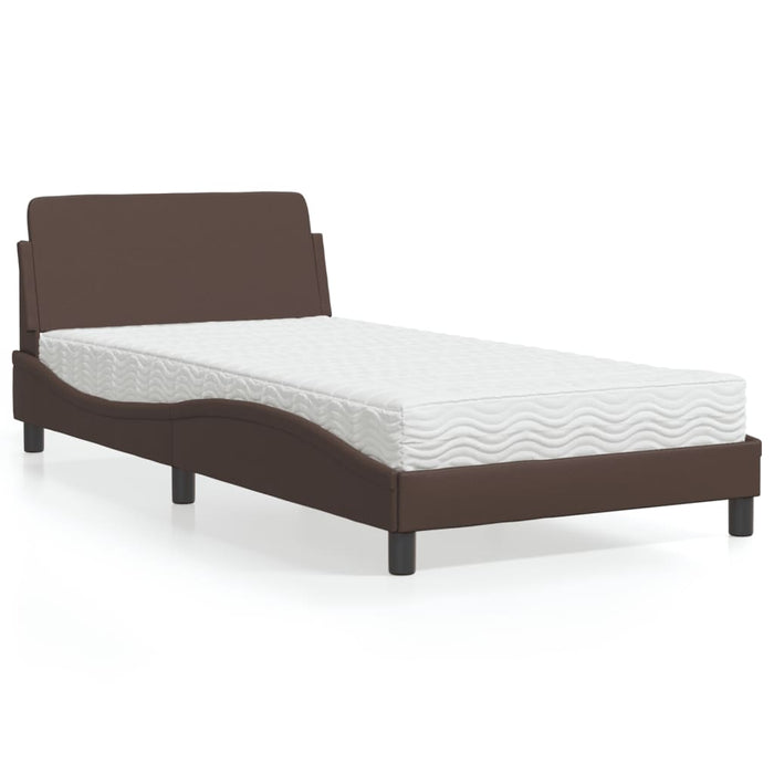 Letto con Materasso Dover Marrone 100x200cm in Similpelle 3208359