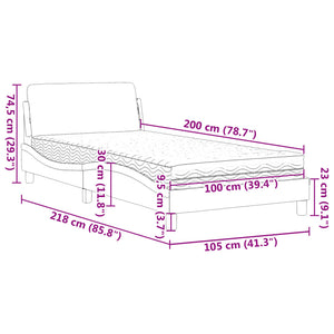 Letto con Materasso Dover Cappuccino 100x200cm Similpelle 3208361