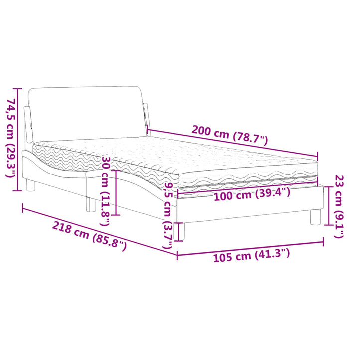 Letto con Materasso Dover Cappuccino 100x200cm Similpelle 3208361