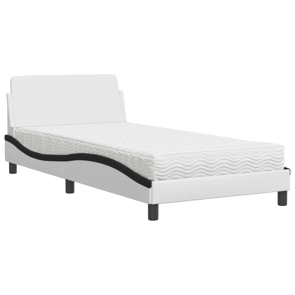 Letto con Materasso Dover Bianco e Nero 100x200 cm in Similpelle 3208363