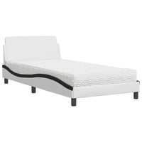 Letto con Materasso Dover Bianco e Nero 100x200 cm in Similpelle 3208363