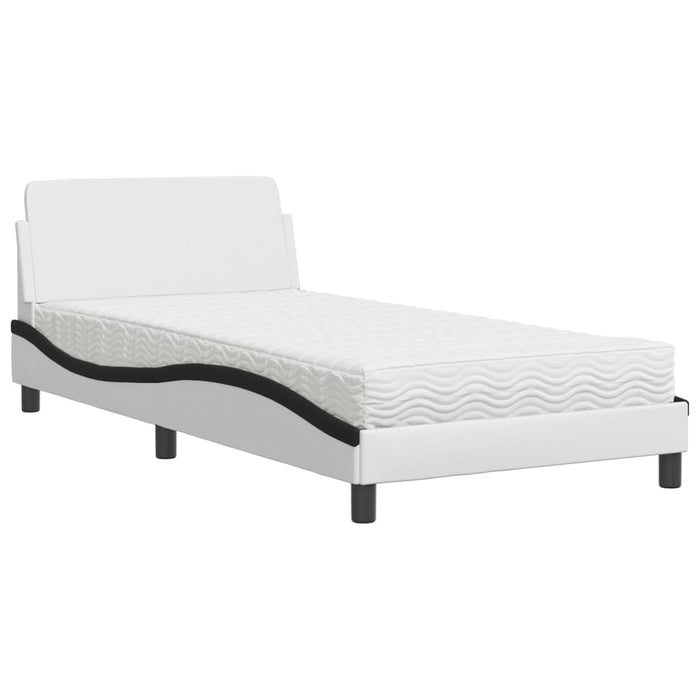 Letto con Materasso Dover Bianco e Nero 100x200 cm in Similpelle 3208363