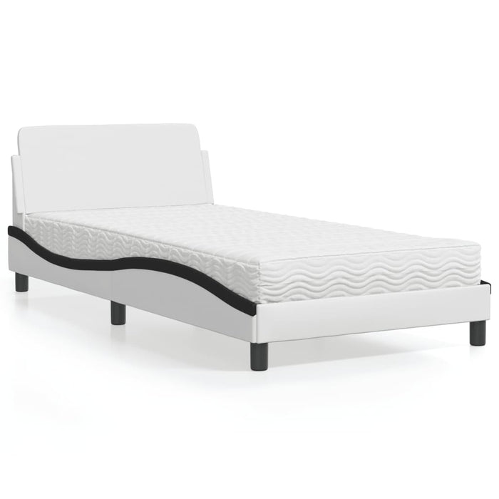 Letto con Materasso Dover Bianco e Nero 100x200 cm in Similpelle 3208363