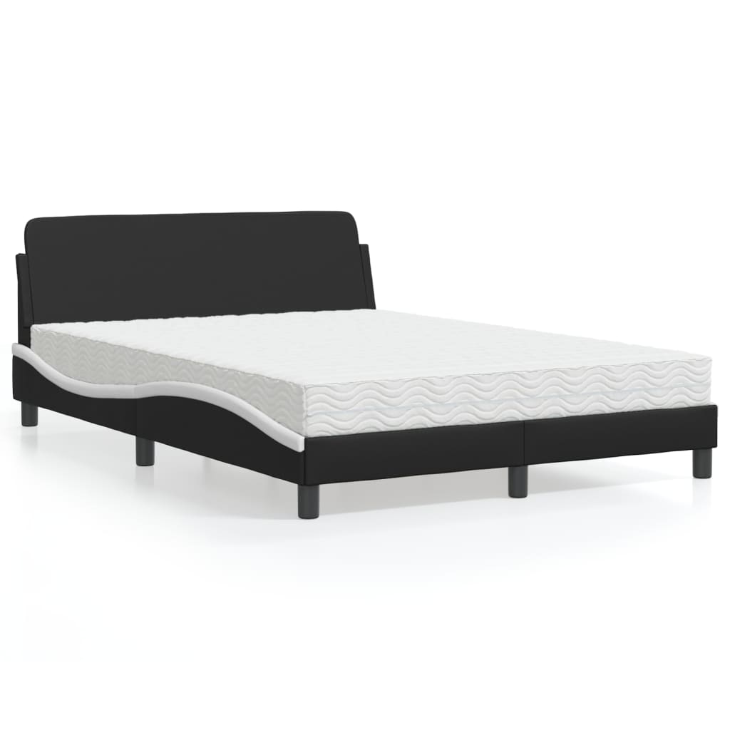 Letto con Materasso Dover Nero e Bianco 120x200 cm in Similpelle 3208382