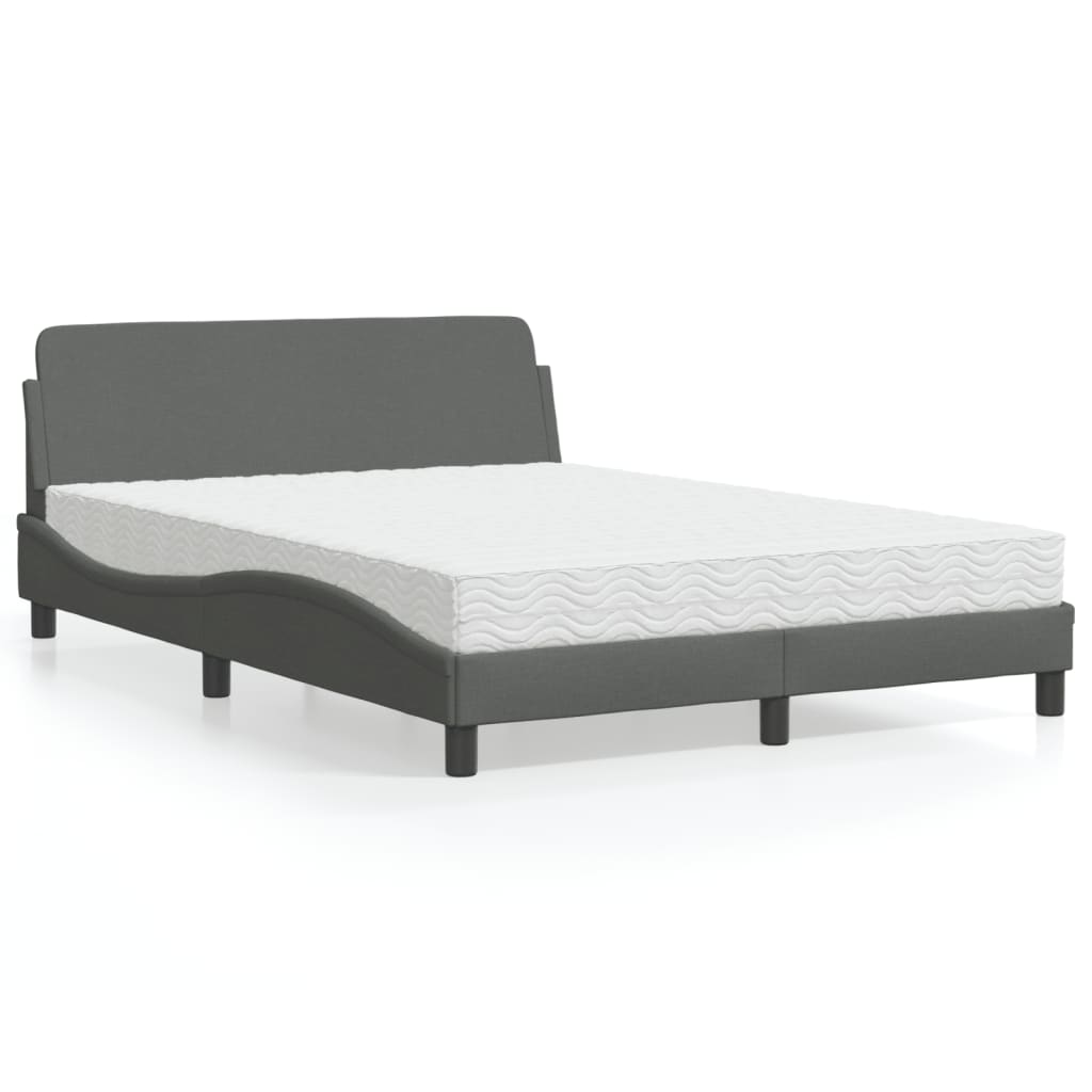 Letto con Materasso Dover Grigio Scuro 140x190 cm Tessuto 3208385