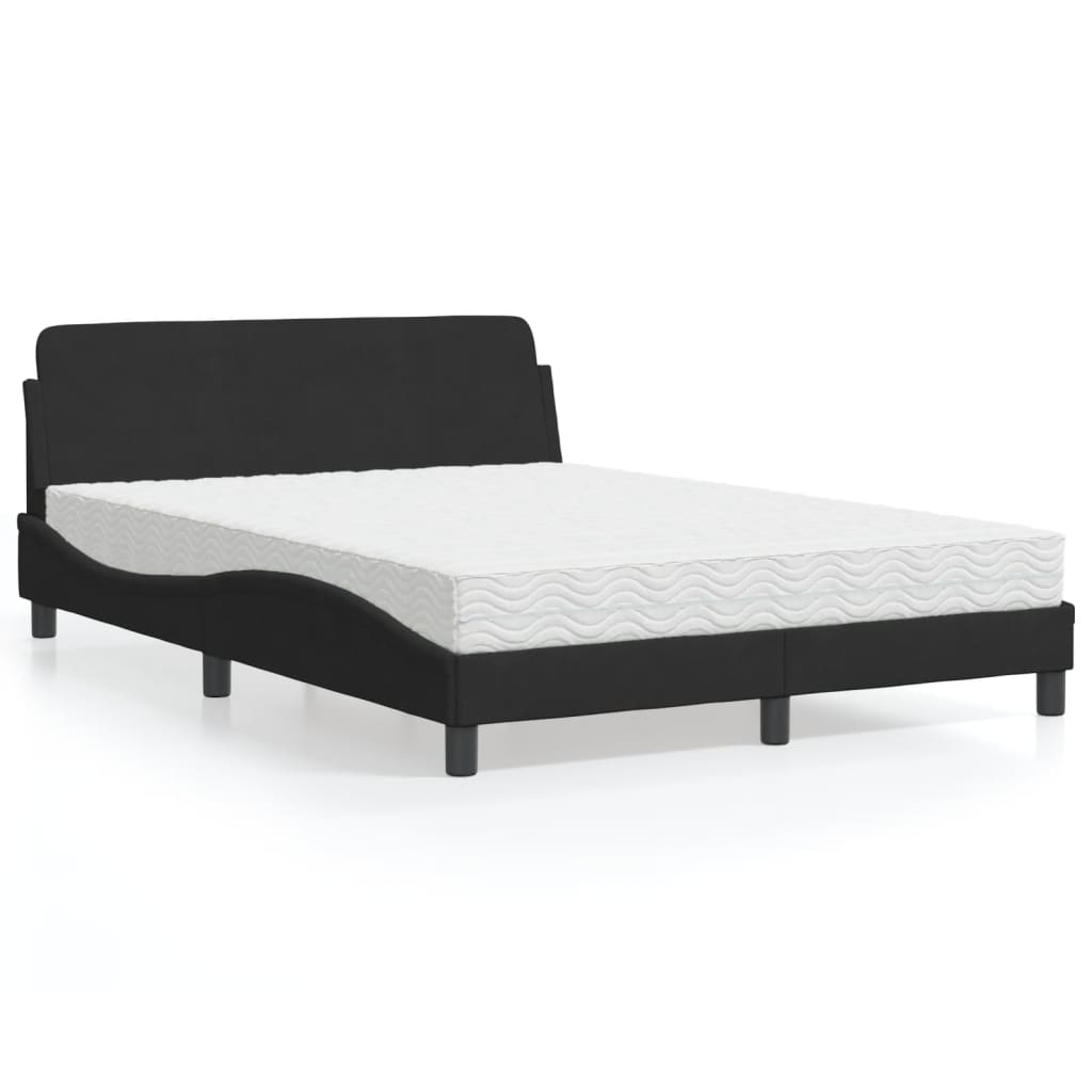 Letto con Materasso Dover Nero 140x190 cm in Velluto 3208393
