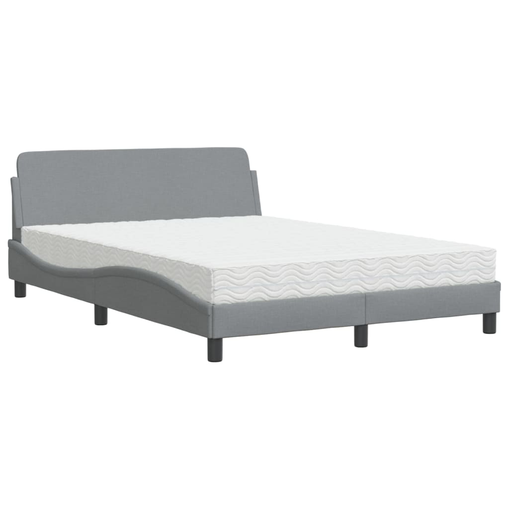 Letto con Materasso Dover Grigio Chiaro 140x200cm Tessuto 3208404