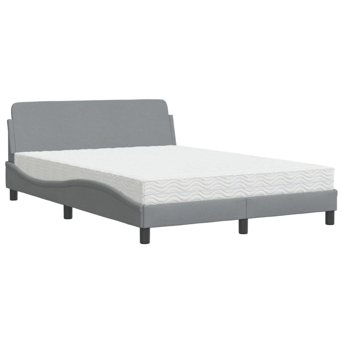 Letto con Materasso Dover Grigio Chiaro 140x200cm Tessuto 3208404