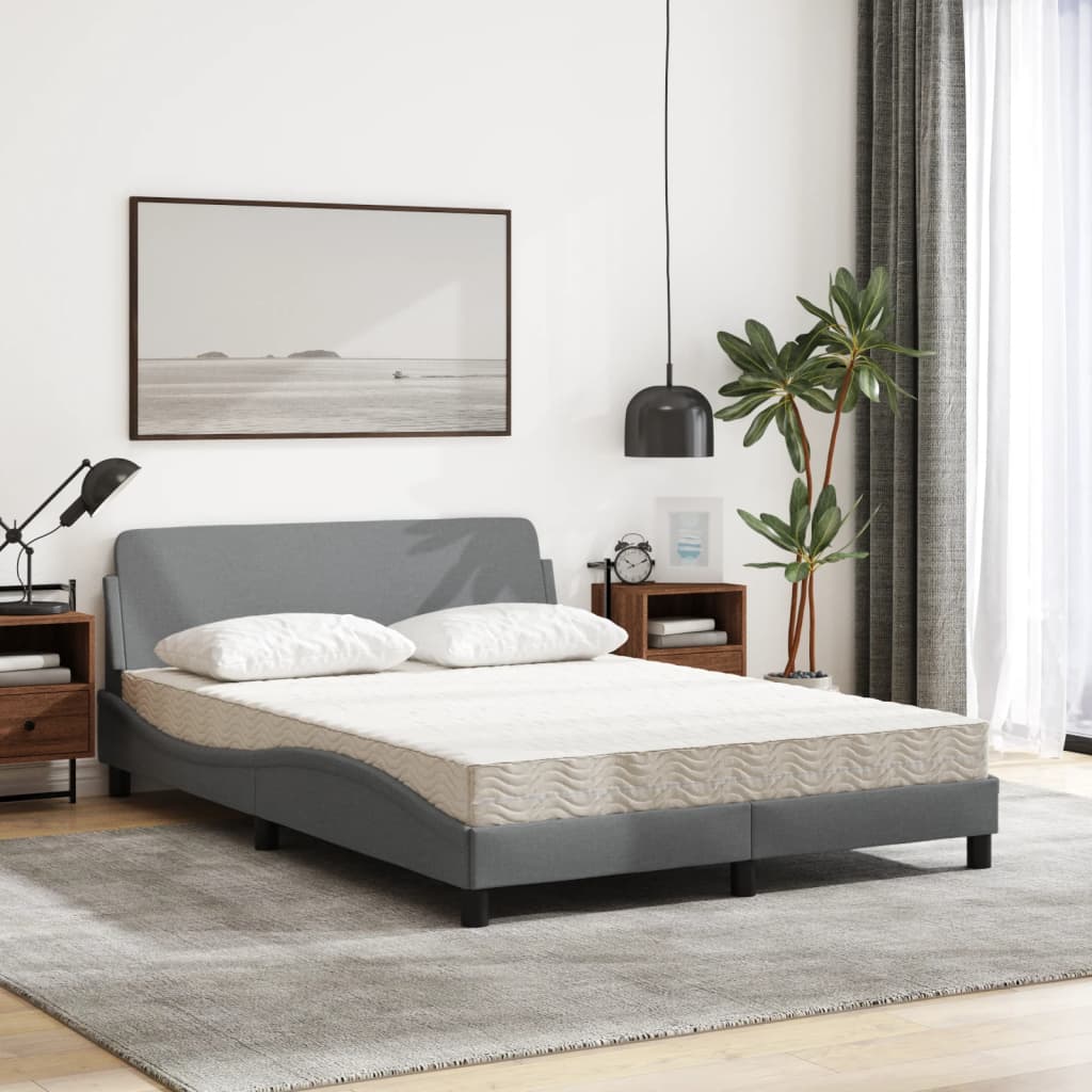 Letto con Materasso Dover Grigio Chiaro 140x200cm Tessuto 3208404