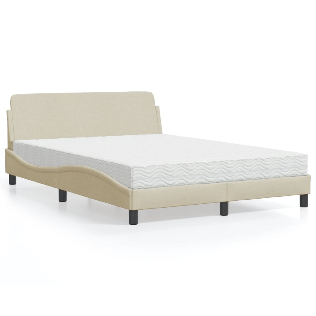 Letto con Materasso Dover Crema 140x200 cm in Tessuto 3208409