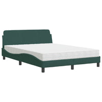 Letto con Materasso Dover Verde Scuro 140x200 cm in Velluto 3208414