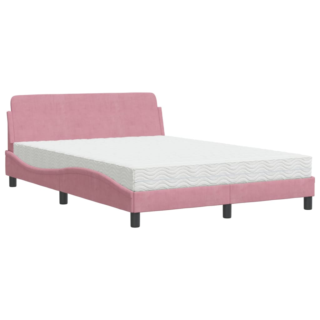 Letto con Materasso Dover Rosa 140x200 cm in Velluto 3208416