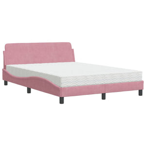 Letto con Materasso Dover Rosa 140x200 cm in Velluto 3208416