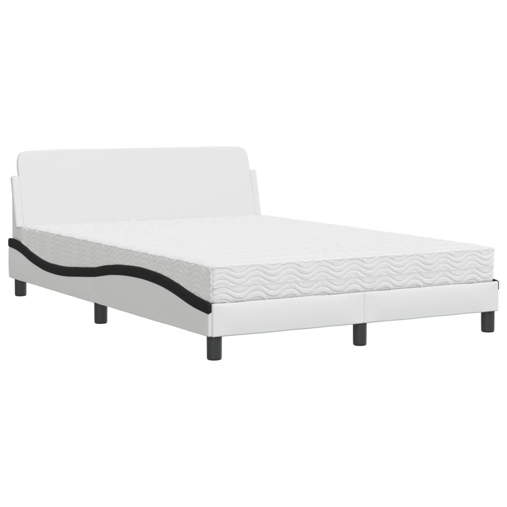 Letto con Materasso Dover Bianco e Nero 140x200 cm in Similpelle 3208423