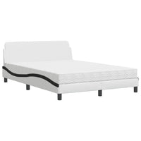 Letto con Materasso Dover Bianco e Nero 140x200 cm in Similpelle 3208423