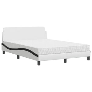 Letto con Materasso Dover Bianco e Nero 140x200 cm in Similpelle 3208423