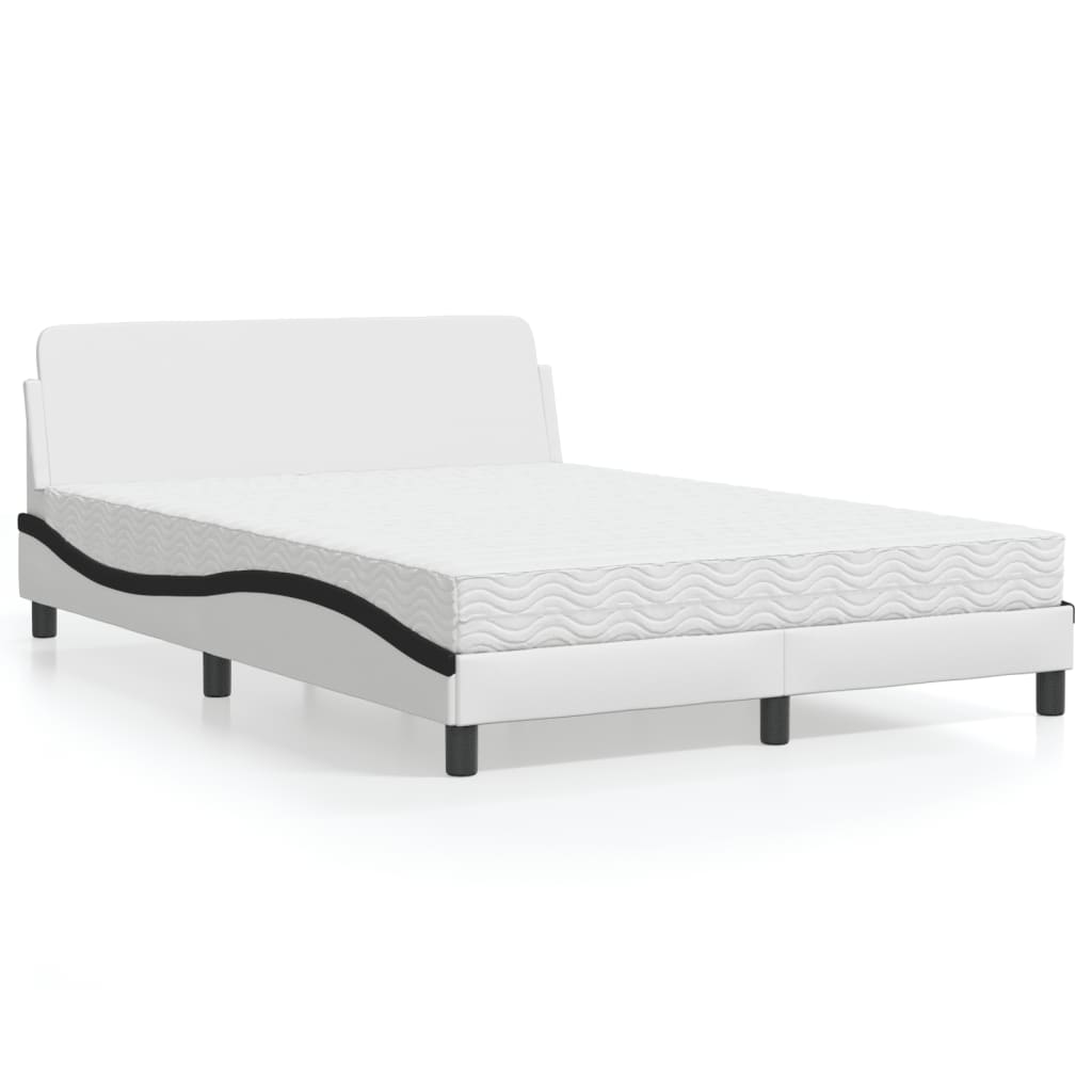 Letto con Materasso Dover Bianco e Nero 140x200 cm in Similpelle 3208423