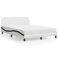 Letto con Materasso Dover Bianco e Nero 140x200 cm in Similpelle 3208423