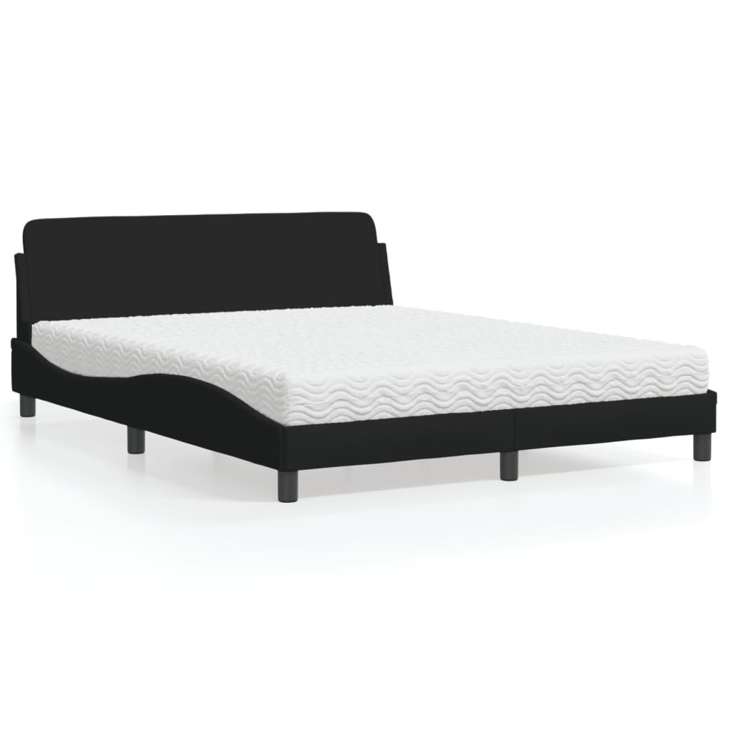 Letto con Materasso Dover Nero 160x200 cm in Tessuto 3208426