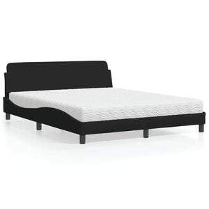 Letto con Materasso Dover Nero 160x200 cm in Tessuto 3208426