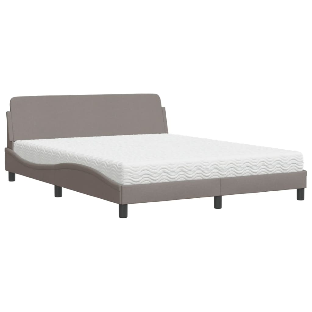Letto con Materasso Dover Tortora 160x200 cm in Tessuto 3208428