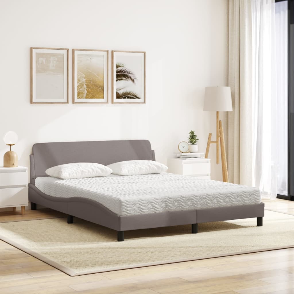 Letto con Materasso Dover Tortora 160x200 cm in Tessuto 3208428