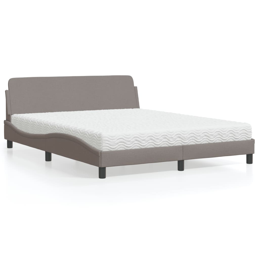 Letto con Materasso Dover Tortora 160x200 cm in Tessuto 3208428