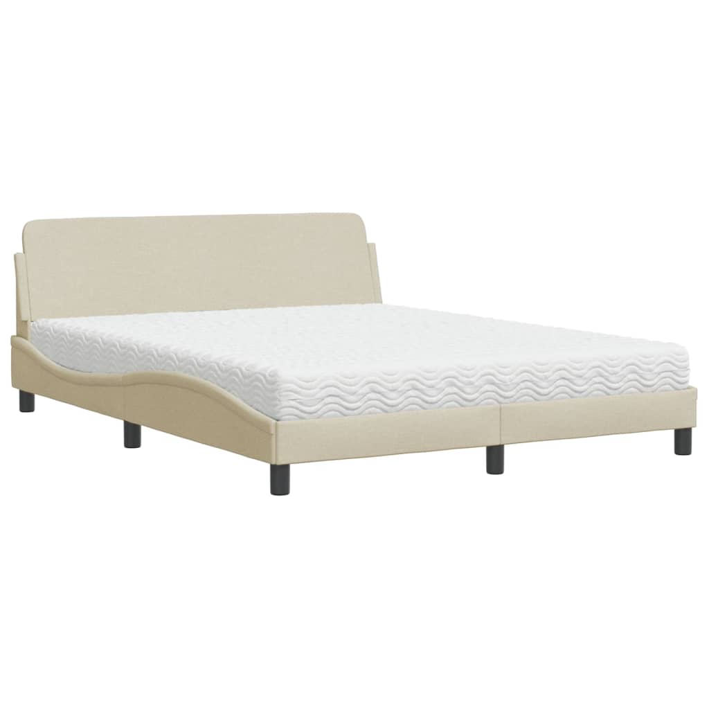 Letto con Materasso Dover Crema 160x200 cm in Tessuto 3208429