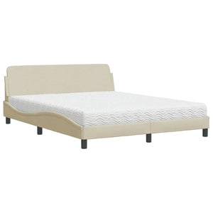 Letto con Materasso Dover Crema 160x200 cm in Tessuto 3208429