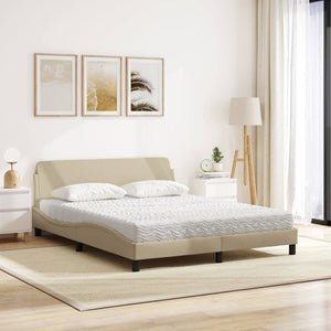 Letto con Materasso Dover Crema 160x200 cm in Tessuto 3208429