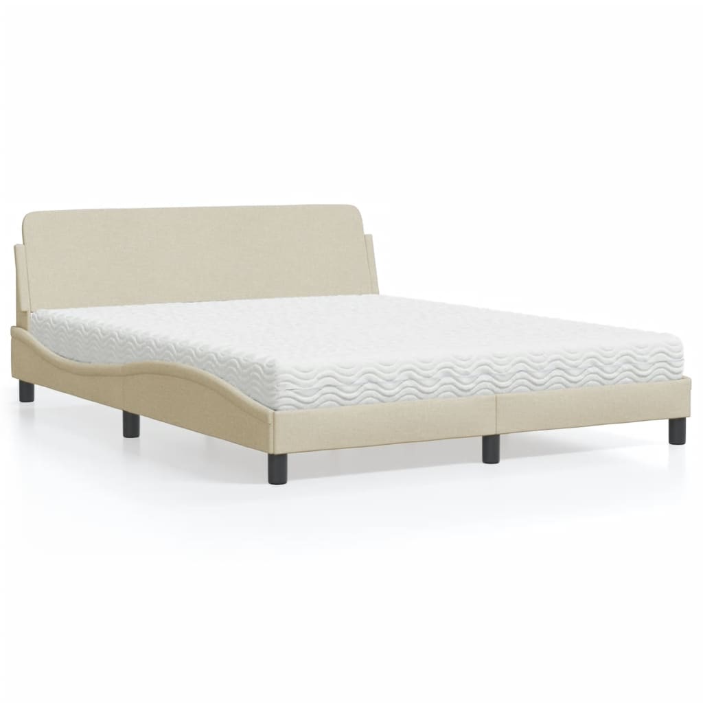 Letto con Materasso Dover Crema 160x200 cm in Tessuto 3208429