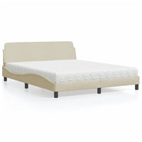 Letto con Materasso Dover Crema 160x200 cm in Tessuto 3208429